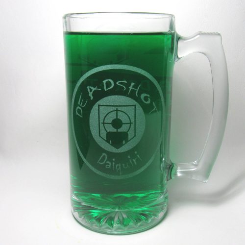 A closeup of the front of the Deadshot Daiquiri Zombies Mug.