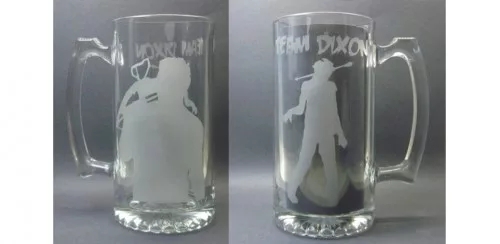 Etched beer mug walking dead inspired beer mug gift