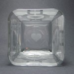 Portal Companion Cube inspired glass etched square jar