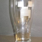 Hand Etched drinking glass inspired by Minecraft Creeper