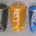 Portal etched drinking glasses