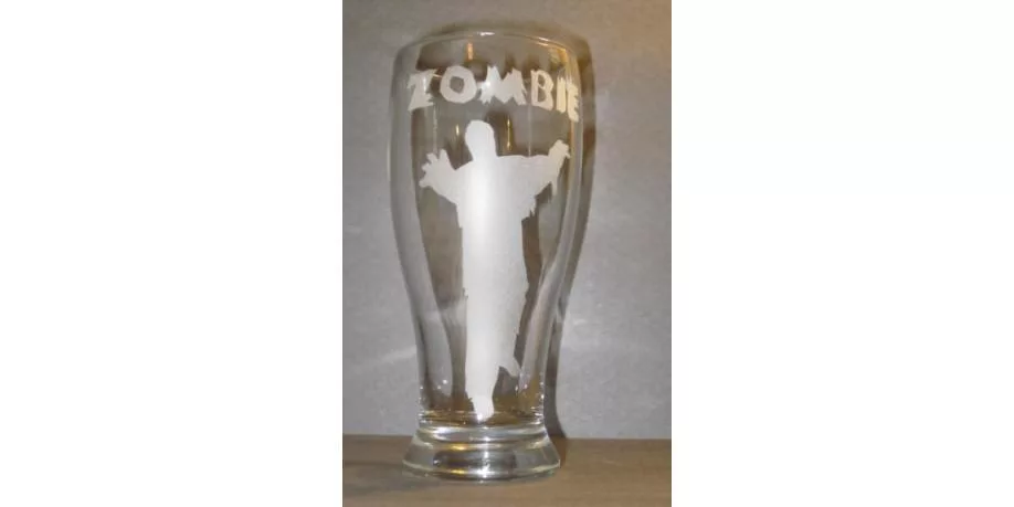 Etched Zombie Pub Glass
