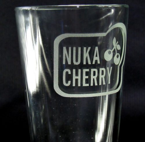 Nuka cherry etched glass closeup