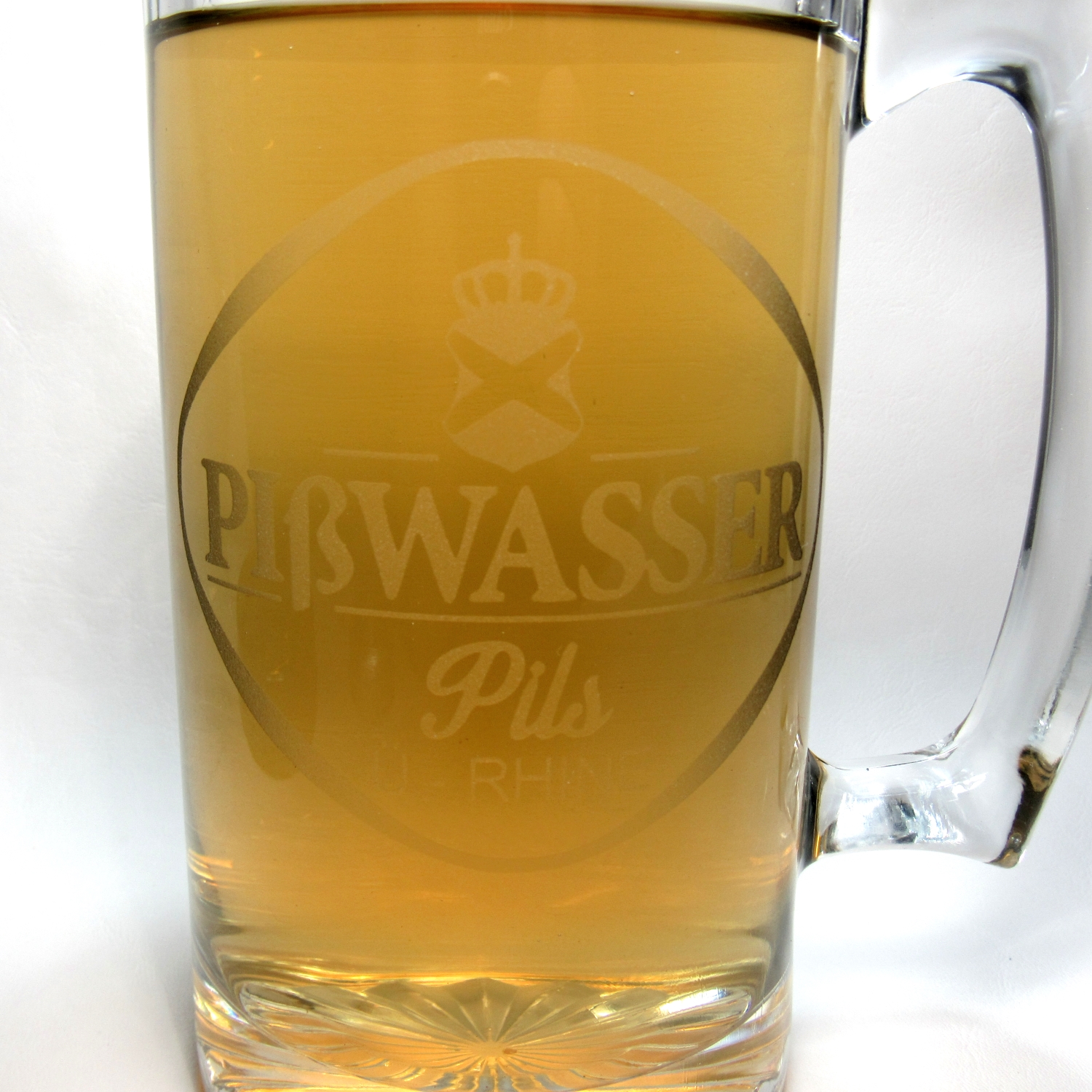 Pißwasser etched glass beer mug