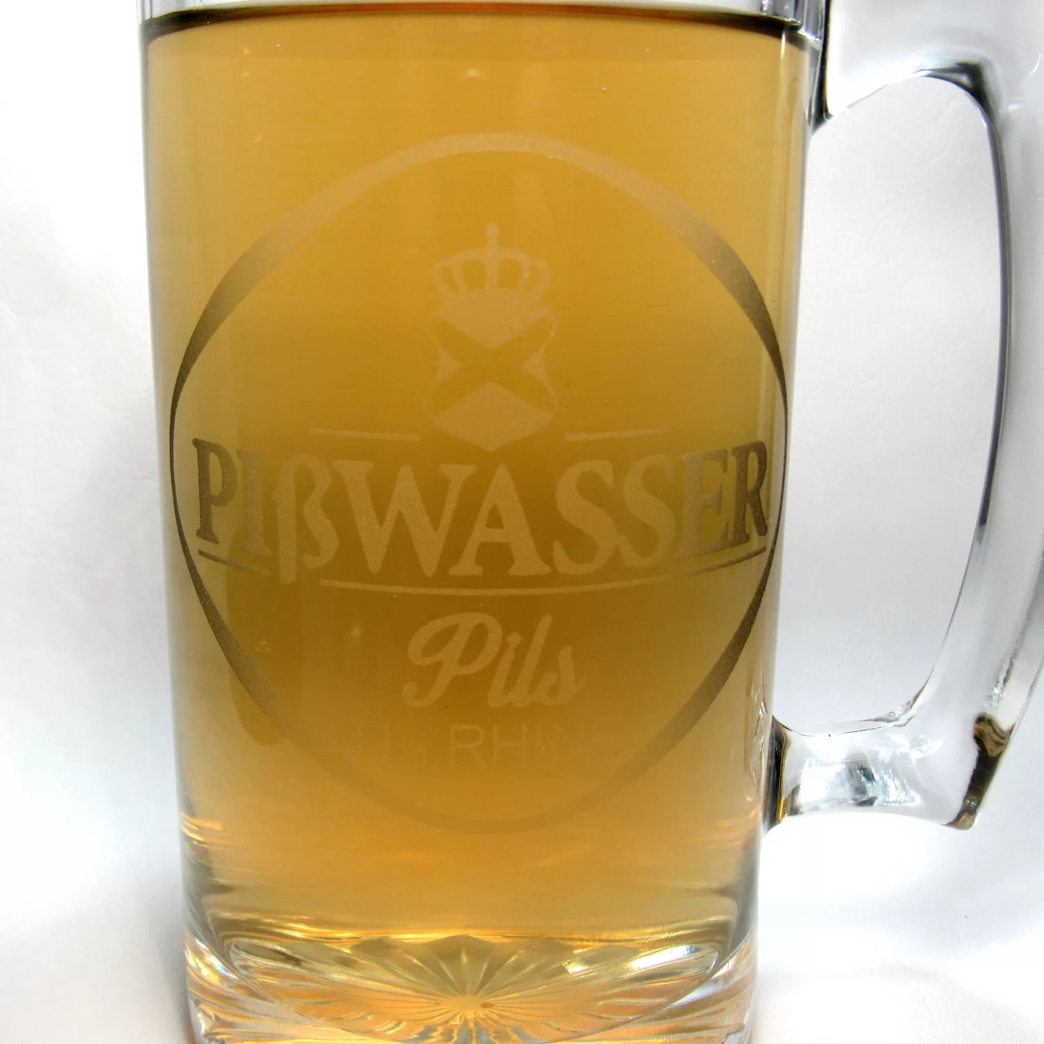 Pißwasser etched glass beer mug
