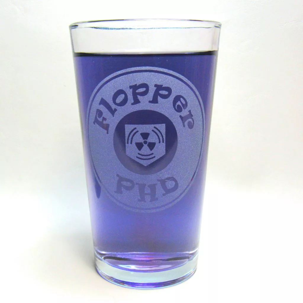 PhD Flopper Pint Glass Filled