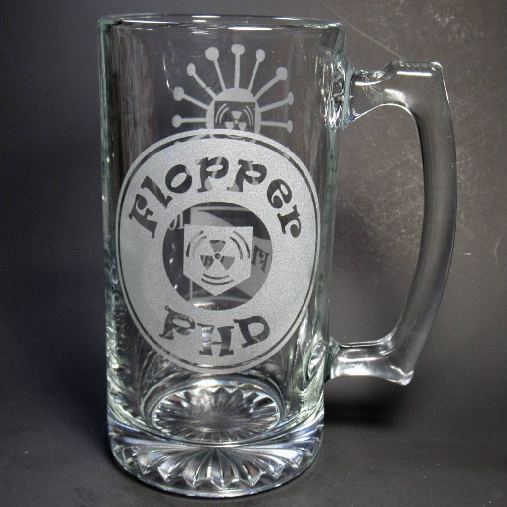 Empty PhD Flopper beer mug front