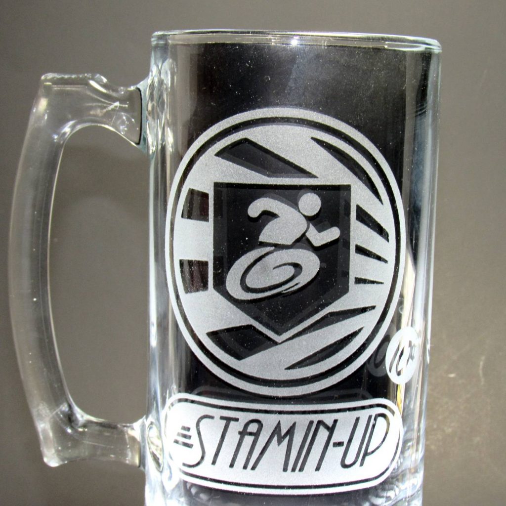 etched glass Stamin-Up soda mug
