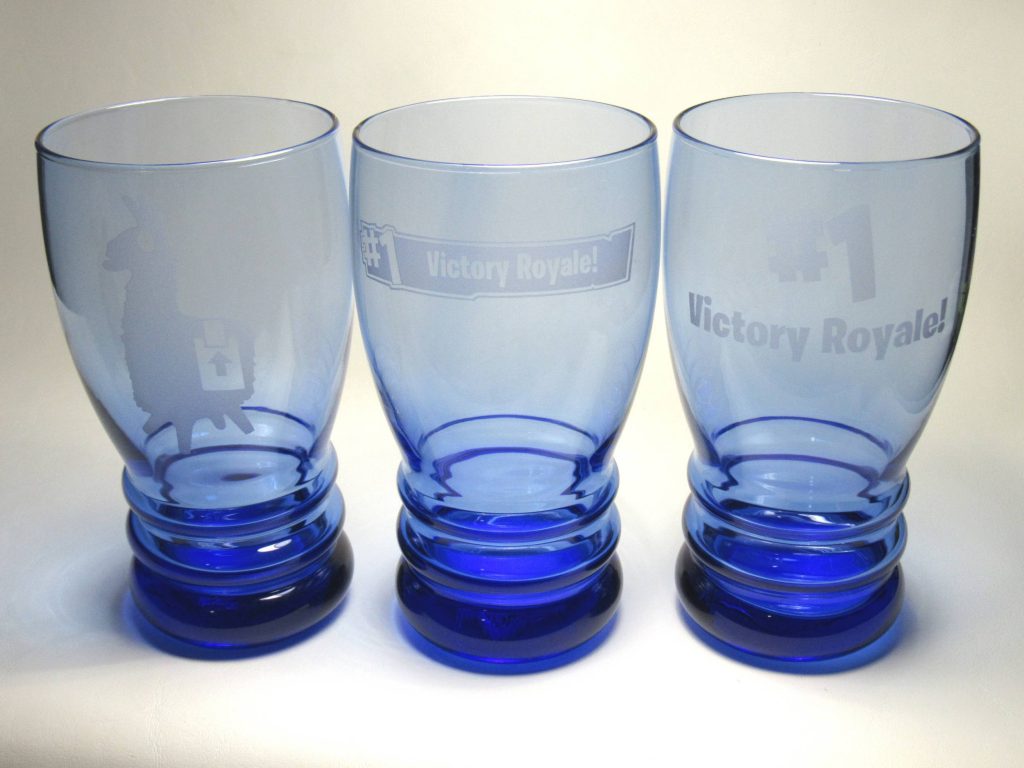 Set of 3 Fortnite inspired etched drinking glasses