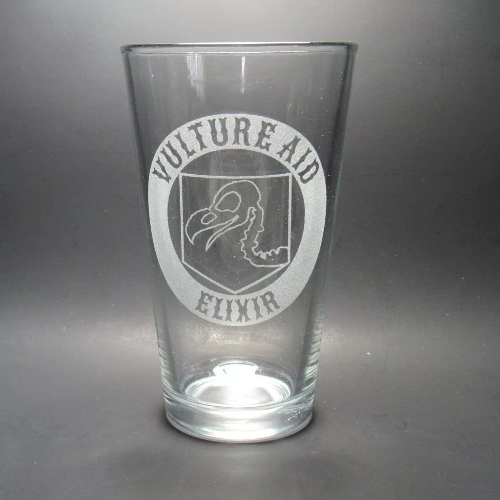 Etched Call of Duty Zombies Perk A Cola Glass Vulture Aid Elixir